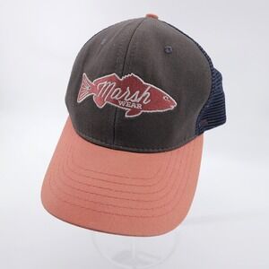 Marsh Wear‎ Fish Logo Trucker Hat Blue Salmon Mens Cap